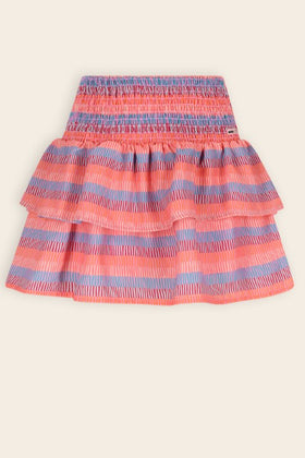 NoNo S26 N602-5702 265 Girls Kids AOP smocked skirt camelia pink