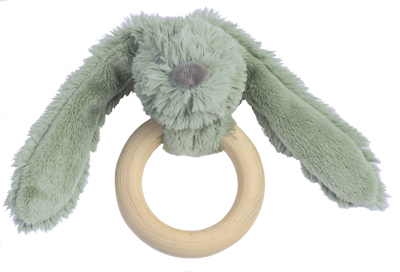 133190 Green Rabbit Richie FSC Wooden Teething Ring (Small)