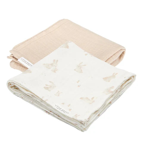 Little Dutch Swaddle doeken set hydrofiel 70 x 70 Baby Bunny/Beige TE51803023