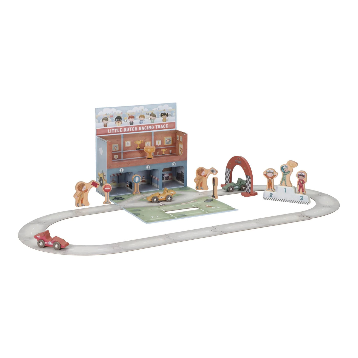 Little dutch Houten Racebaan in speelkoffer - Meerkleurig - Essentials LD2524