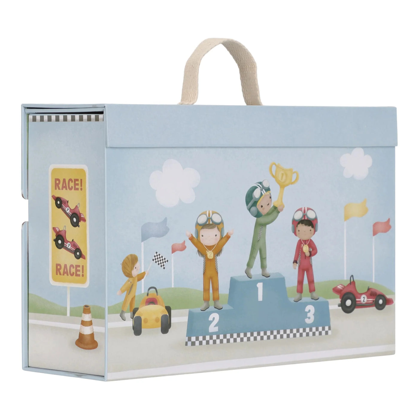 Little dutch Houten Racebaan in speelkoffer - Meerkleurig - Essentials LD2524