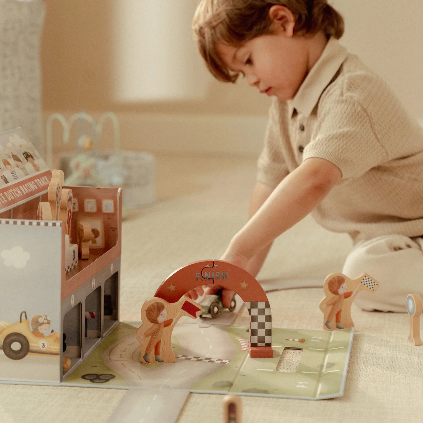 Little dutch Houten Racebaan in speelkoffer - Meerkleurig - Essentials LD2524