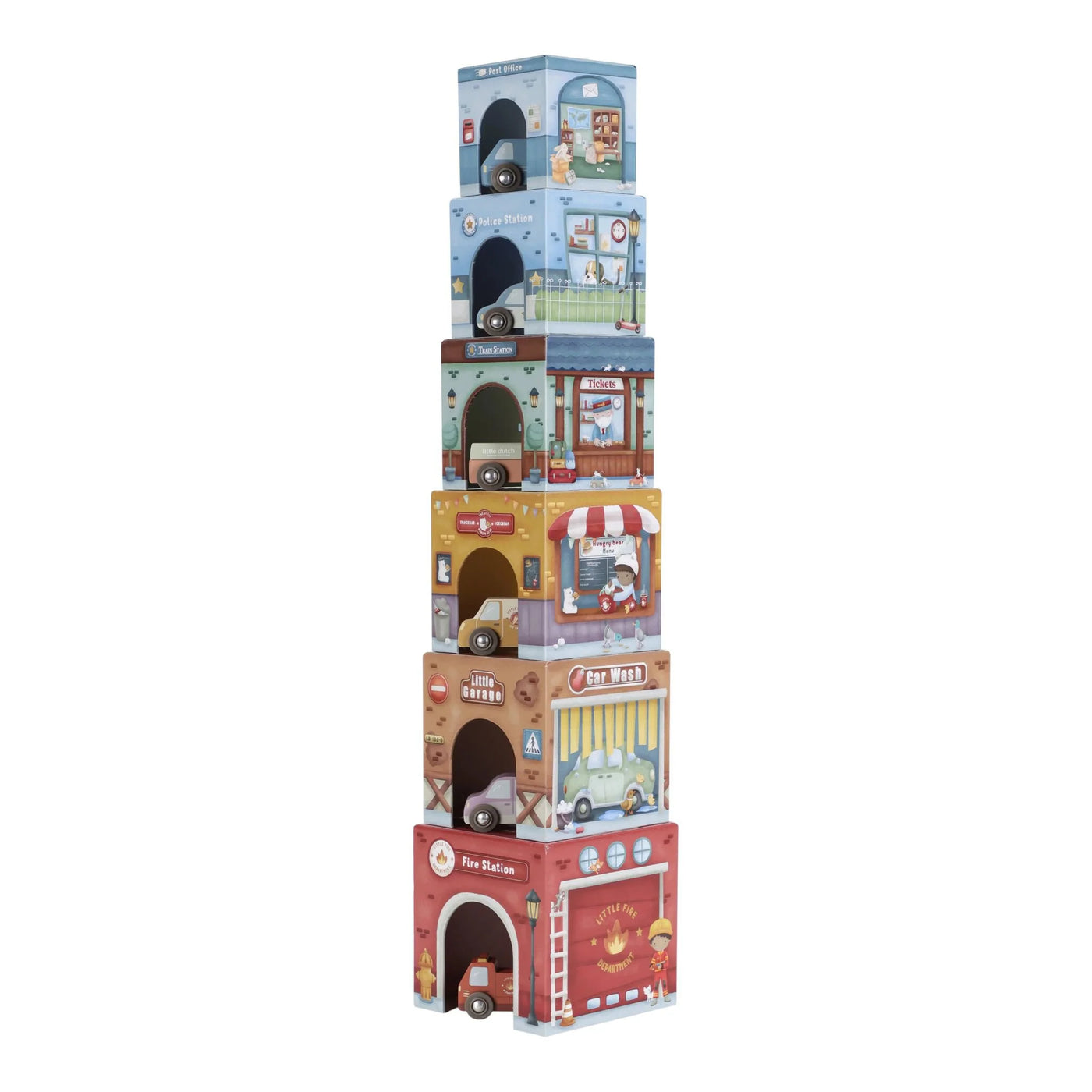 Little Dutch Stapelblokken met auto's – Meerkleurig – Essentials LD2525
