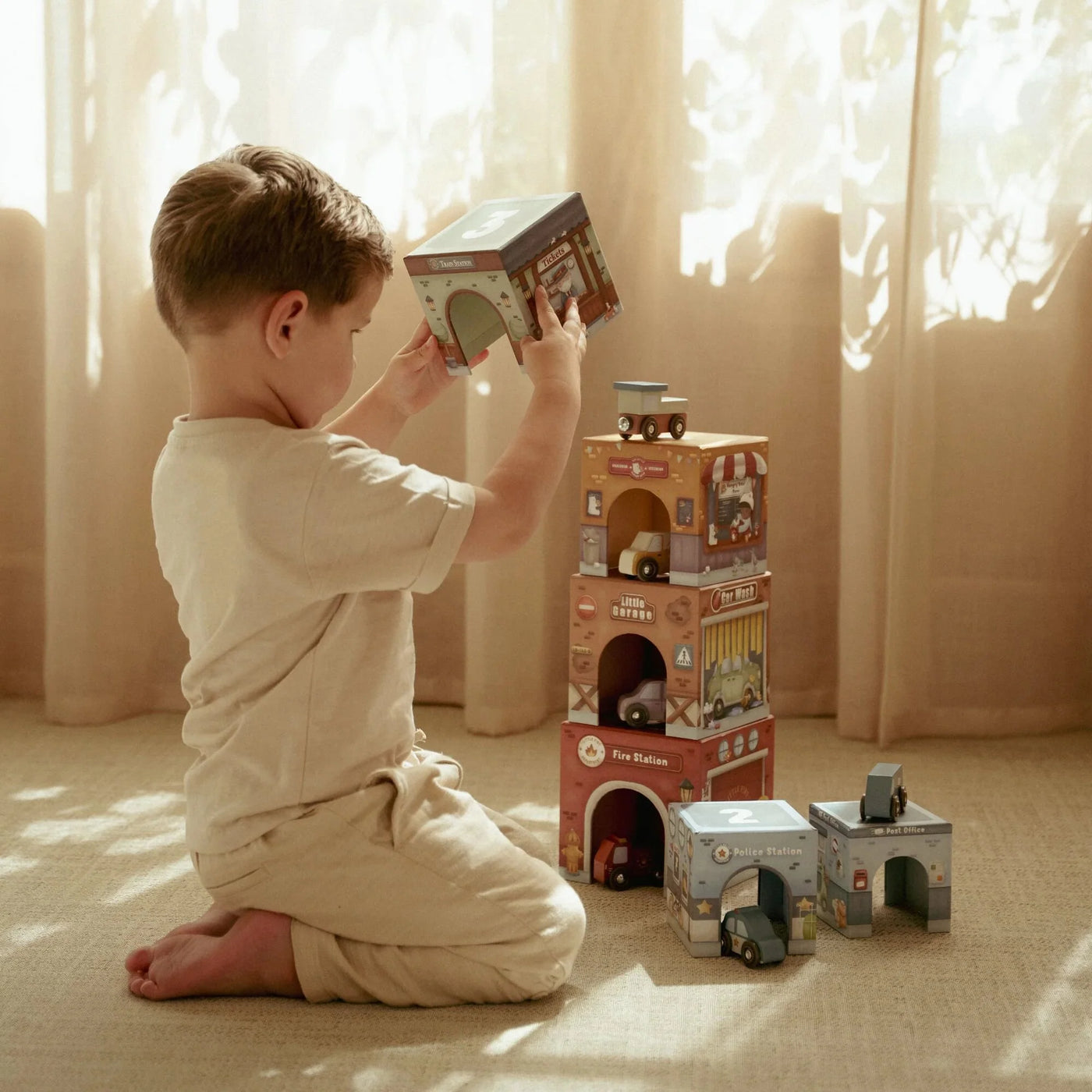 Little Dutch Stapelblokken met auto's – Meerkleurig – Essentials LD2525