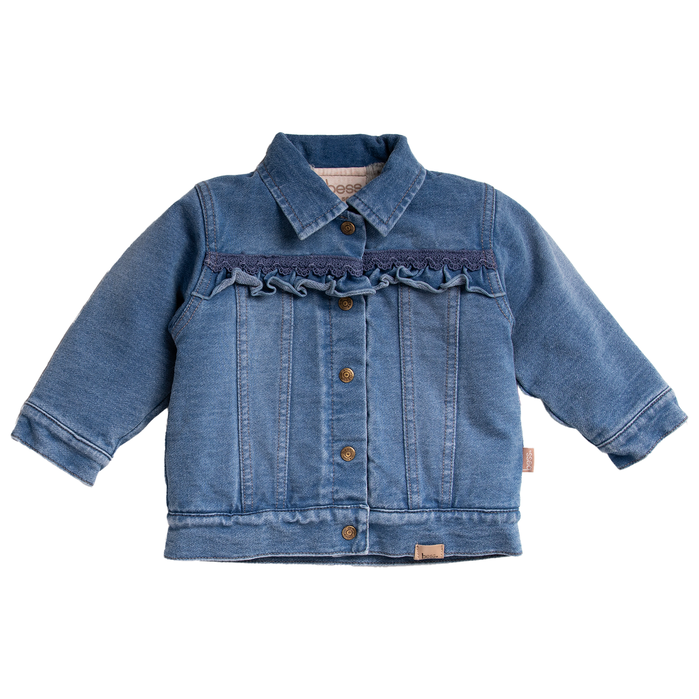 Bess W24 lev1  Jacket Denim Teddy Ruffles Stone Wash 242025-021