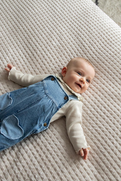 BESS S25 Dungaree Hearts Jog Denim Stone Wash 251050-021