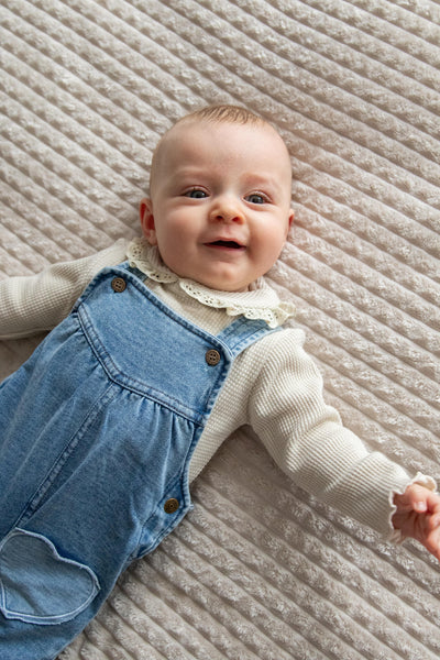 BESS S25 Dungaree Hearts Jog Denim Stone Wash 251050-021