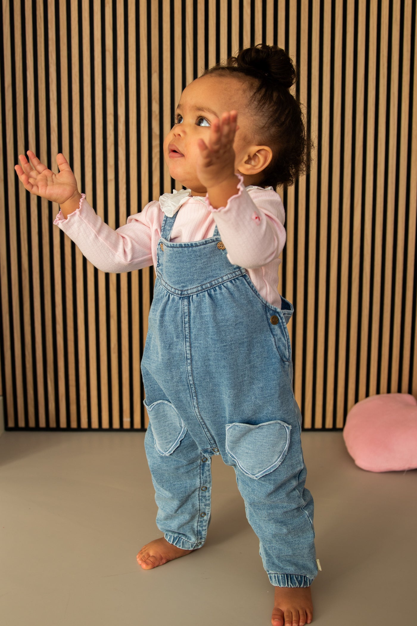 BESS S25 Dungaree Hearts Jog Denim Stone Wash 251050-021