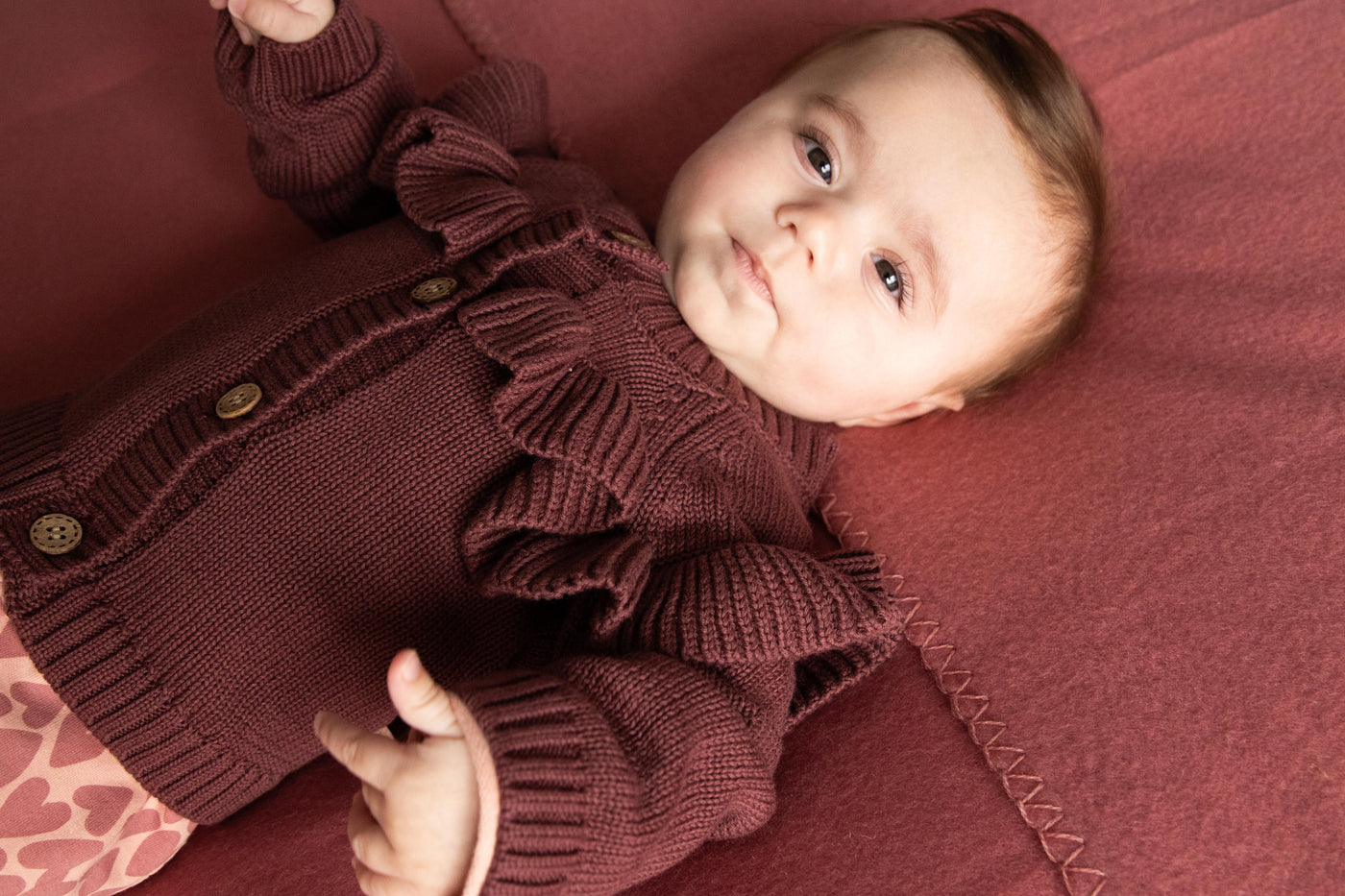 BESS W25 Girls Cardigan Ruffles Port 252037-097