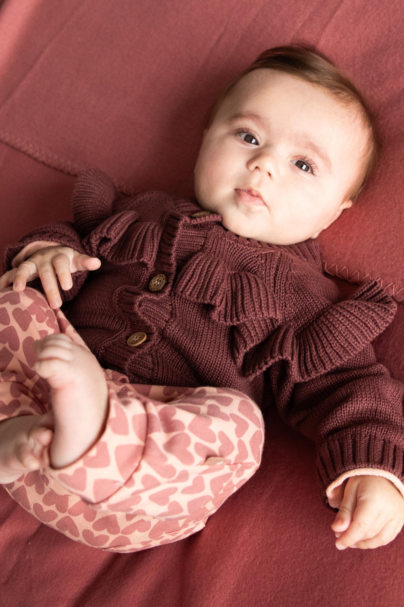 BESS W25 Girls Cardigan Ruffles Port 252037-097