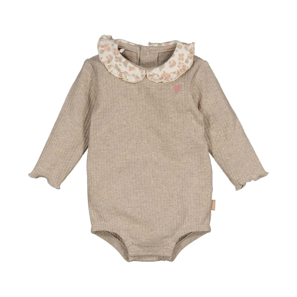 BESS W25 Girls Romper w/Collar Rib Sand 252048-050