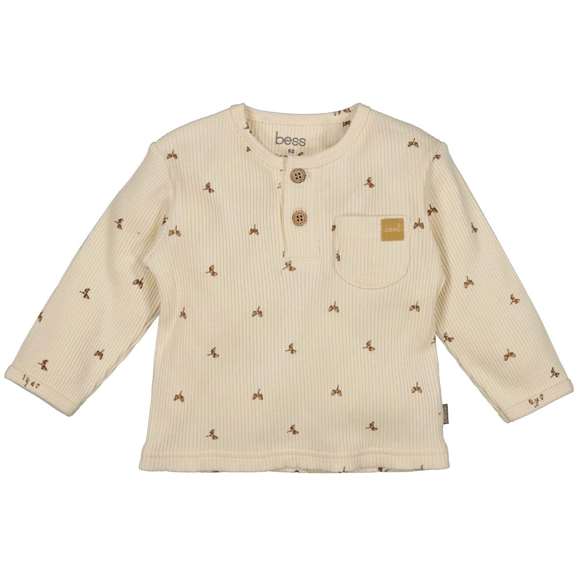 BESS W25 Boys Shirt l.sl. AOP Rib Off White 252088-034