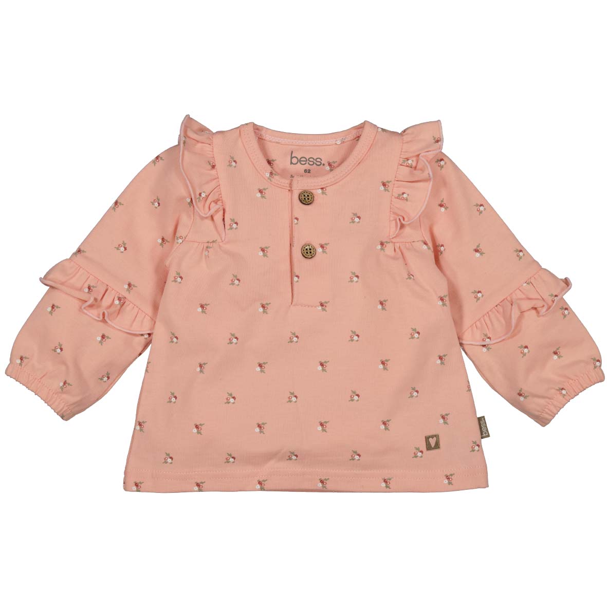 BESS W25 Girls Shirt l.sl. Ruffles Flowers Powder Pink 252116-096