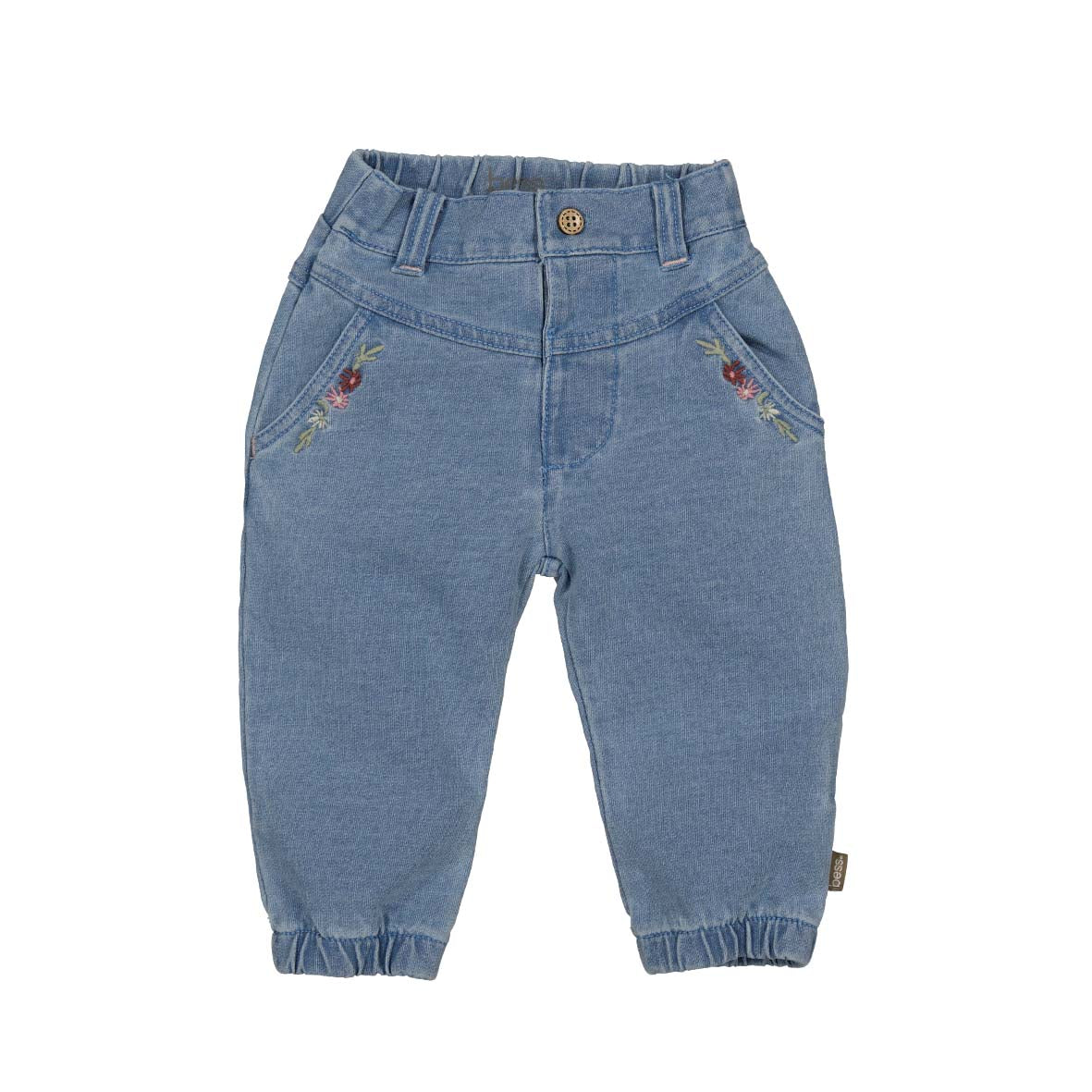 BESS W25 Girls Pants Embroidery Jog Denim Stone Wash 252124-021