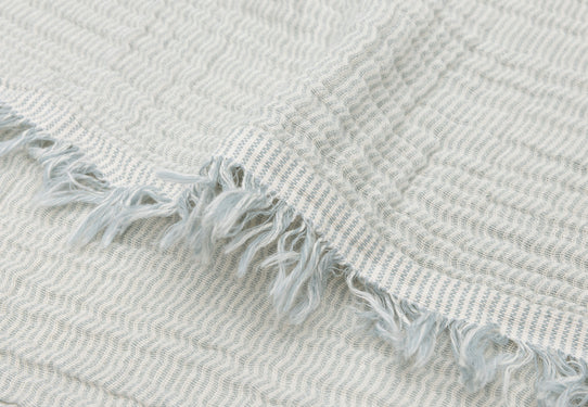 Jollein Deken Ledikant 120x120cm Fringe Stripe Sea Green/Ivory GOTS 516-522-68088