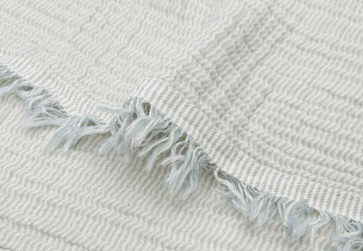 Jollein Deken Ledikant 120x120cm Fringe Stripe Sea Green/Ivory GOTS 516-522-68088
