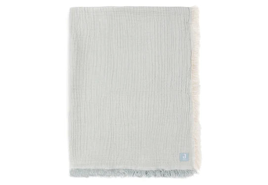 Jollein Deken Ledikant 120x120cm Fringe Stripe Sea Green/Ivory GOTS 516-522-68088