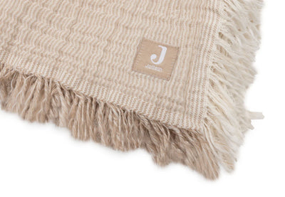 Jollein Deken Ledikant 120x120cm Fringe Stripe Biscuit/Ivory GOTS 516-522-68090