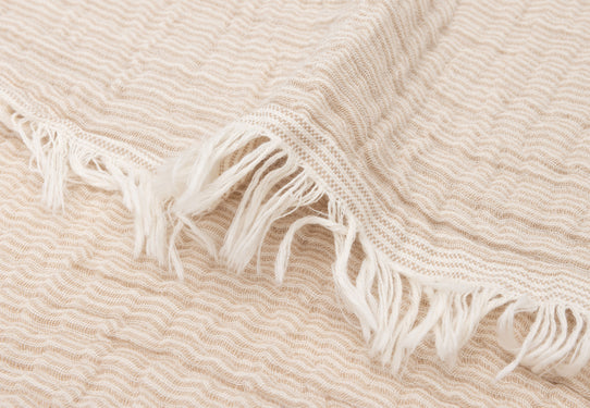Jollein Deken Ledikant 120x120cm Fringe Stripe Biscuit/Ivory GOTS 516-522-68090