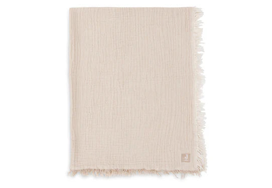 Jollein Deken Ledikant 120x120cm Fringe Stripe Biscuit/Ivory GOTS 516-522-68090