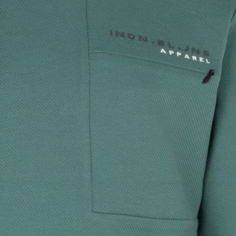 Indian Blue Jeans W24 T-Shirt LS Twill Zip Green IBBW24-3552