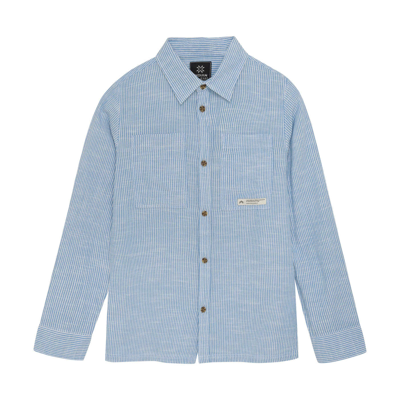 Indian Blue Jeans S25 Boy Shirt Linen Stripe Blue 960195