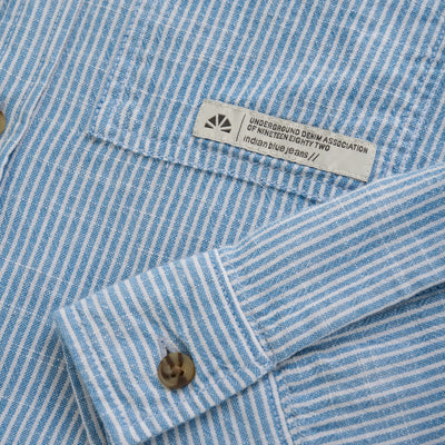 Indian Blue Jeans S25 Boy Shirt Linen Stripe Blue 960195