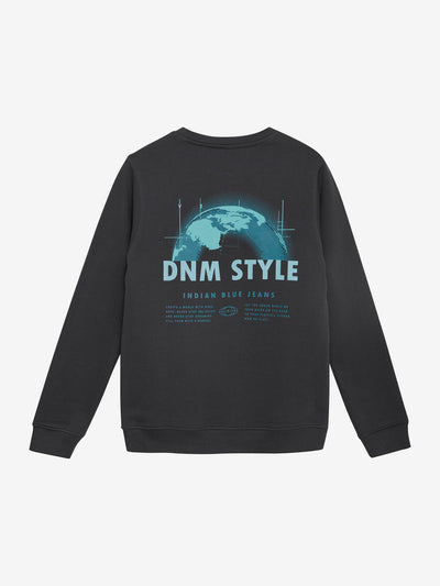 Indian Blue Jeans W25 Boy Sweatshirt -knitted Sweater Chest and Backprint Phantom 960354