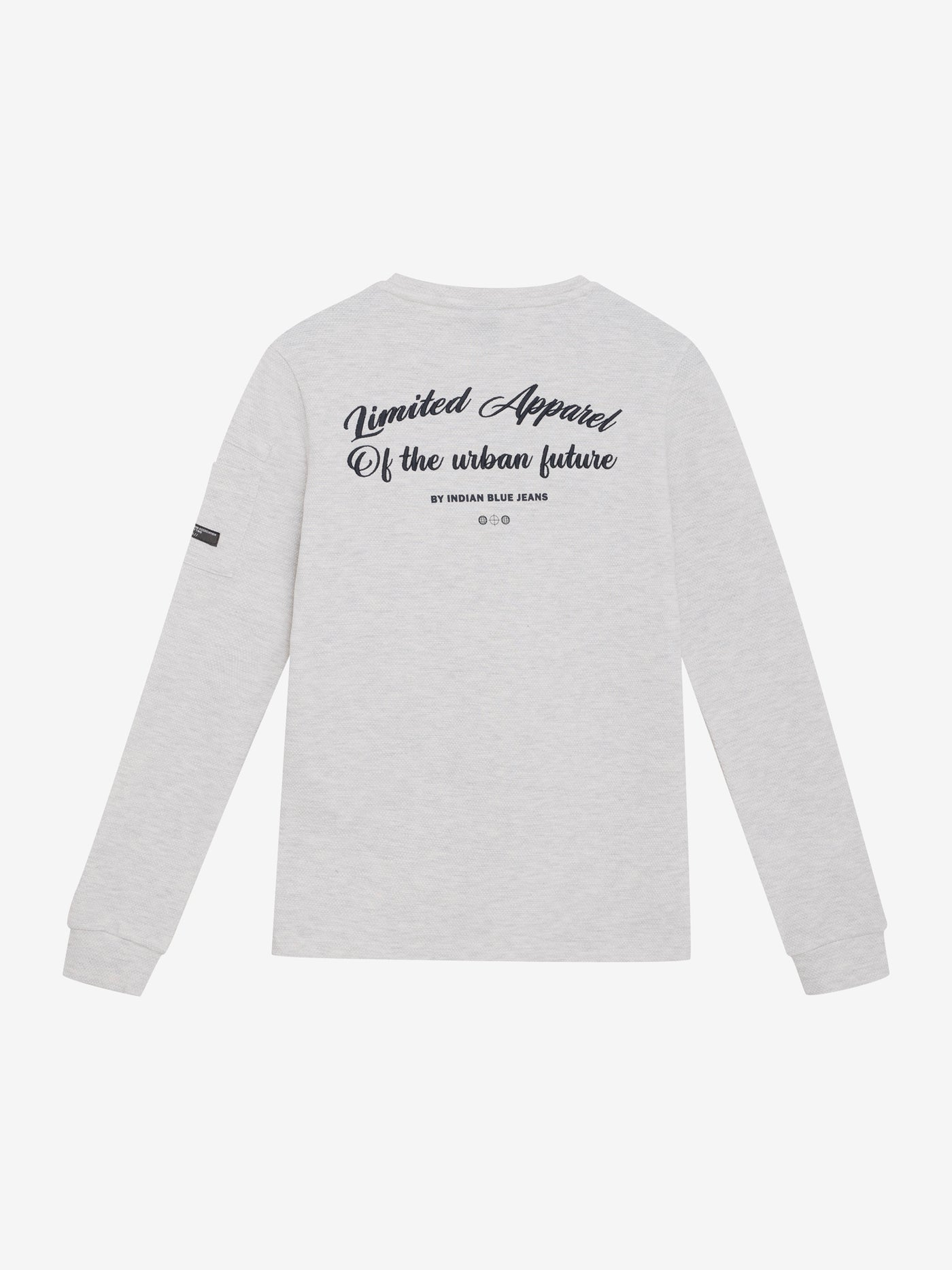 Indian Blue Jeans W25 Boy Sweatshirt -knitted T-Shirt Longsleeve Sleeve Pkt Light Grey Melange 960420