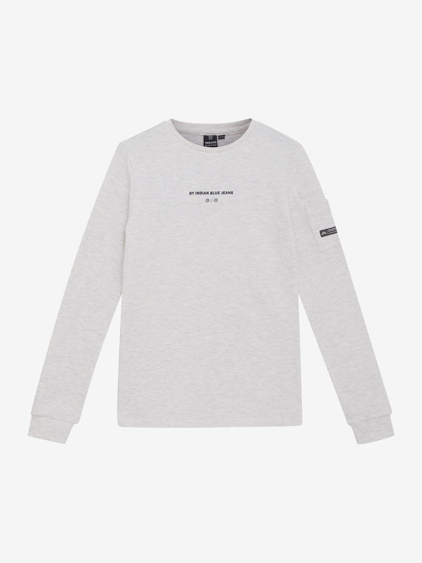 Indian Blue Jeans W25 Boy Sweatshirt -knitted T-Shirt Longsleeve Sleeve Pkt Light Grey Melange 960420