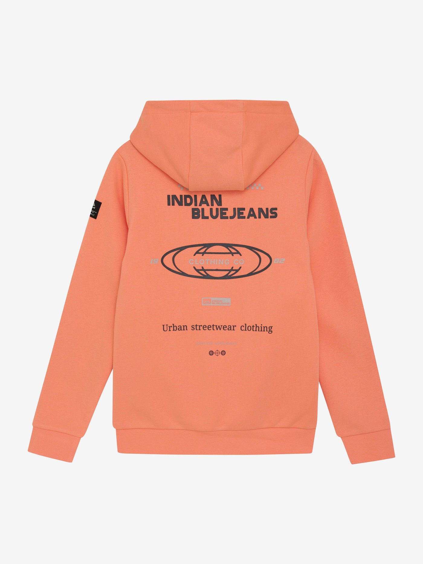 Indian Blue Jeans W25 Boy Sweatshirt -knitted Hoodie Kangaroo Pocket Peach Echo 960444