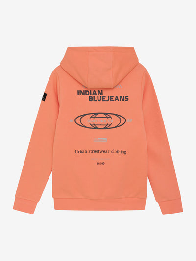 Indian Blue Jeans W25 Boy Sweatshirt -knitted Hoodie Kangaroo Pocket Peach Echo 960444