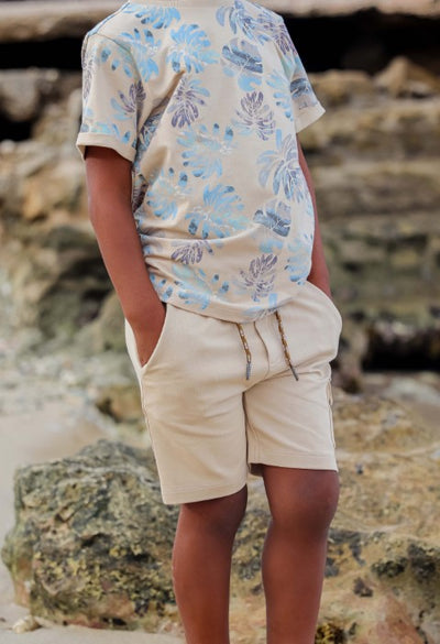 Quapi S24 Boys Shortsleeve BENICOQS243 AOP Sand Leaves