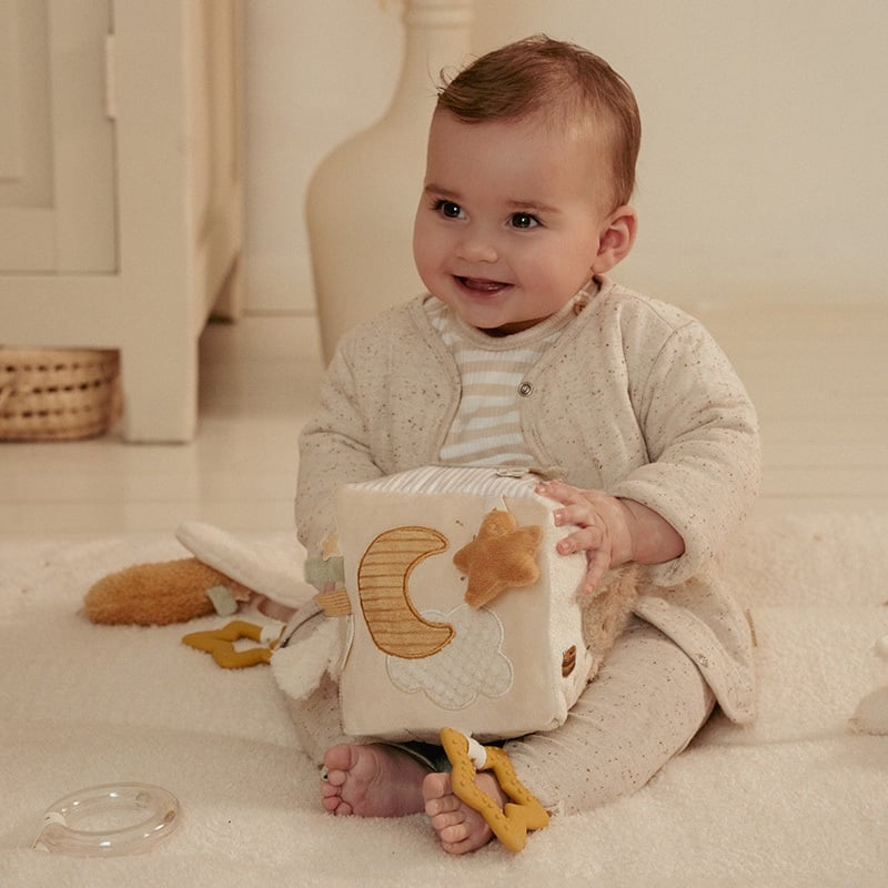 Little Dutch zachte activiteitenkubus - Beige - Newborn Naturals LD8409