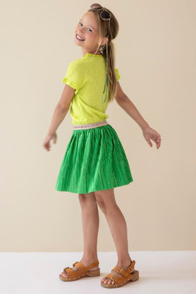 Like Flo S24 Flo girls metallic plisse skirt Green Metallic F402-5730 301