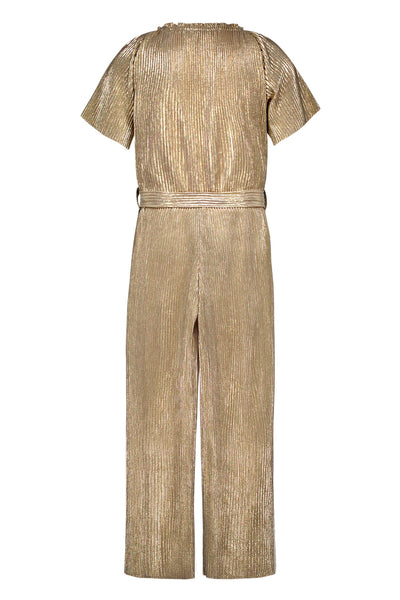 Like Flo Pre-Spring S25 Flo girls plisse metallic jumpsuit without closure Soft gold F412-5002 556