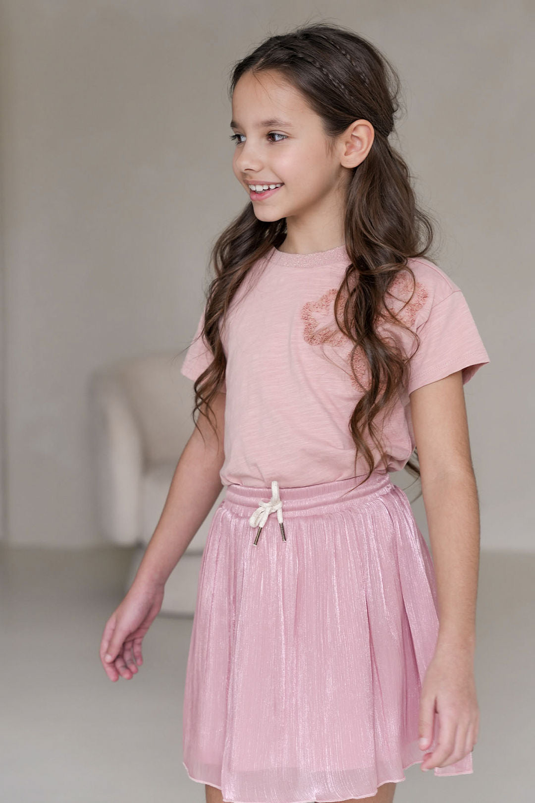 Like Flo Pre-Spring S25 Flo girls skirt Lt pink F412-5701 201