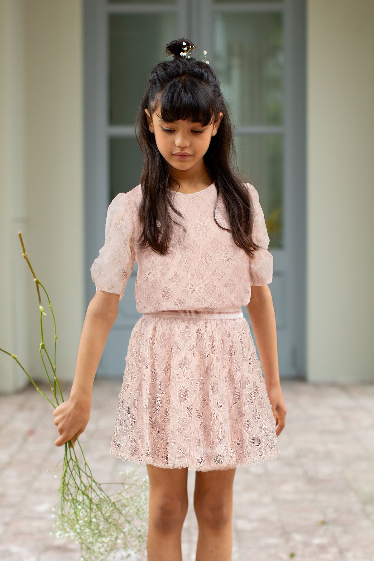 Like Flo Pre-Spring S25 Flo girls dress with fancy fabric + lining Blush F412-5801 205