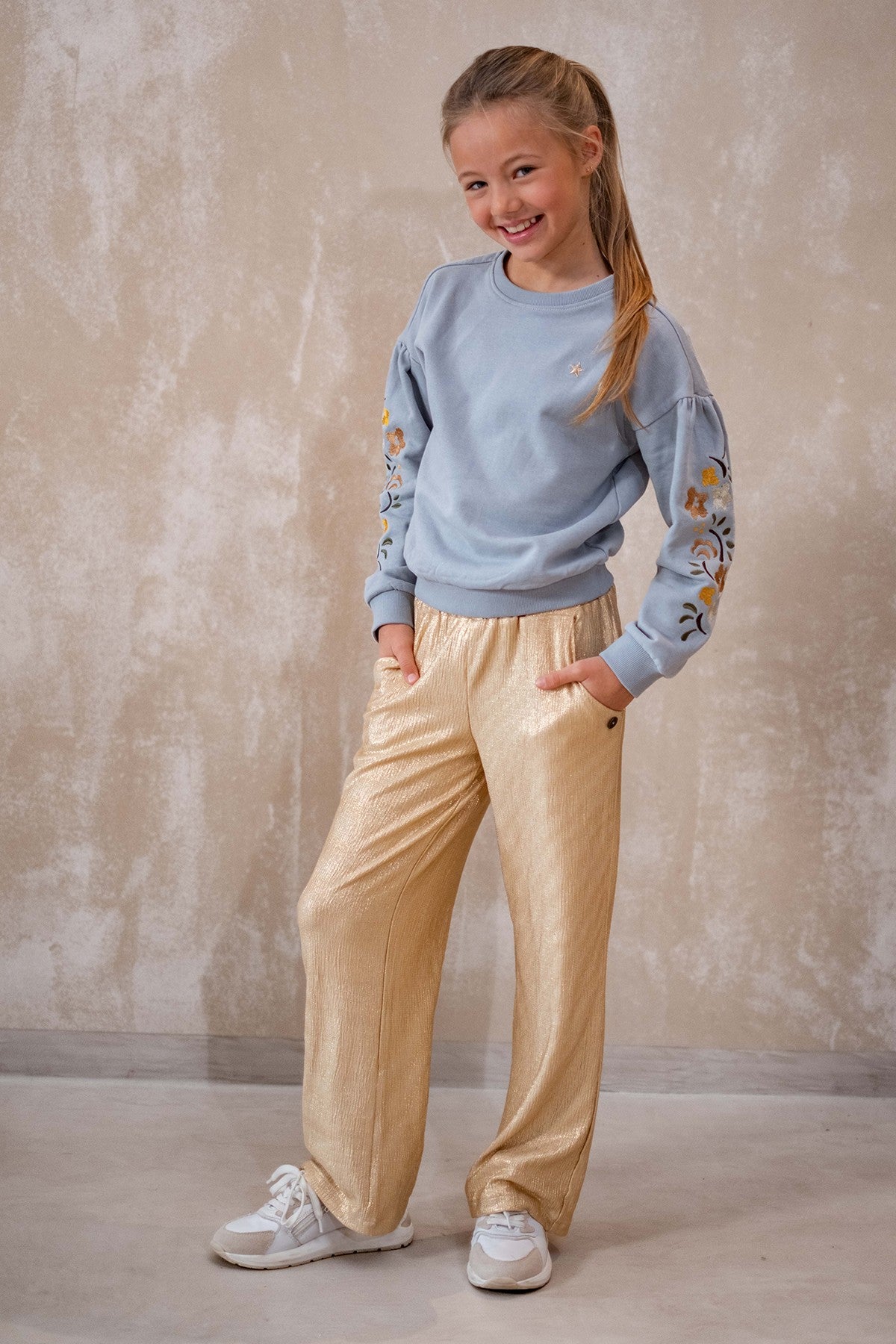 Like Flo w25 Fenya Flo girls metallic straight leg pants Soft gold F508-5602 556