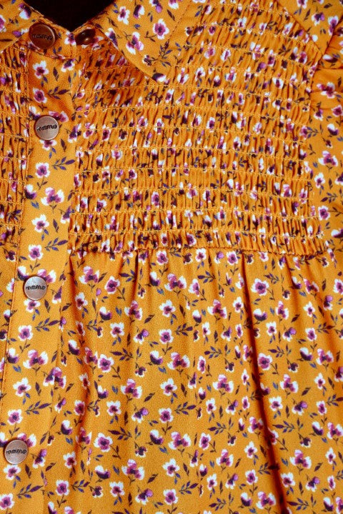 NONO Girls W23 NONO Milau girls woven floral dress sunset orange Intense Gold N308-5810 517
