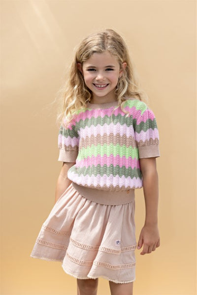 NoNo S24 Girls Kids Kae Knitted Ajour Top with waivy effect Sand Blush N402-5303 427