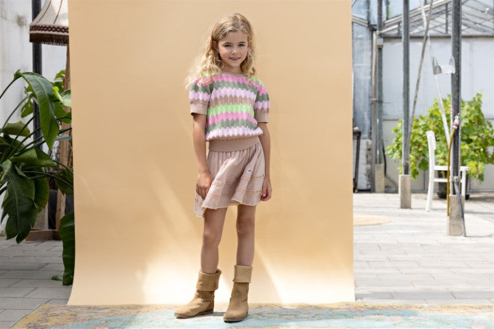 NoNo S24 Girls Kids Kae Knitted Ajour Top with waivy effect Sand Blush N402-5303 427