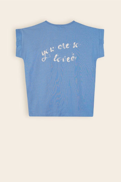 NoNo S24 Girls Kids Kamelle T-Shirt: You Are So Loved Parisian Blue N402-5400 145