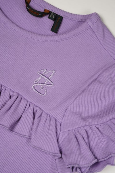 NoNo S24 Girls Kids Kovan Rib Jersey Tshirt ruffles Galaxy Lilac N403-5419 605