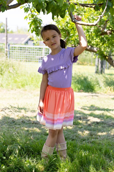 NoNo S24 Girls Kids Kovan Rib Jersey Tshirt ruffles Galaxy Lilac N403-5419 605