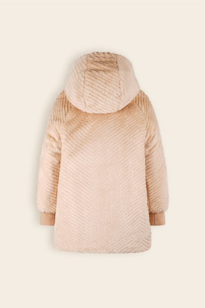 NoNo w24 Girls Kids Baybee Revserible Mid Long Hooded Jaket Sand Blush N407-5204 427