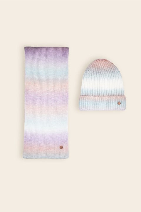 NoNo w24 Girls Kids Radient Rainbow Cap and Scarf set Lupine Lilac N407-5900 606