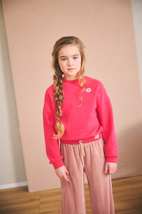 NoNo w24 Girls Kids Konono logo sweater in soft furry sweat Azalea Pink N408-5300 269