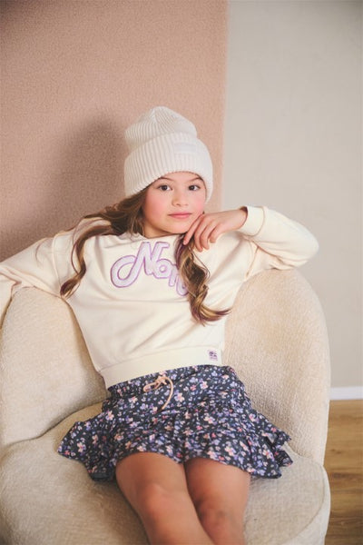 NoNo w24 Girls Kids Konono logo sweater in soft furry sweat Pearled Ivory N408-5320 020