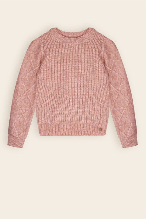 NoNo w24 Girls Kids Keson Melange Knitted Sweater Pale Blush N408-5325 268